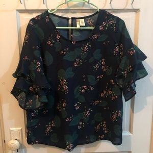 Ruffled bell sleeve blouse